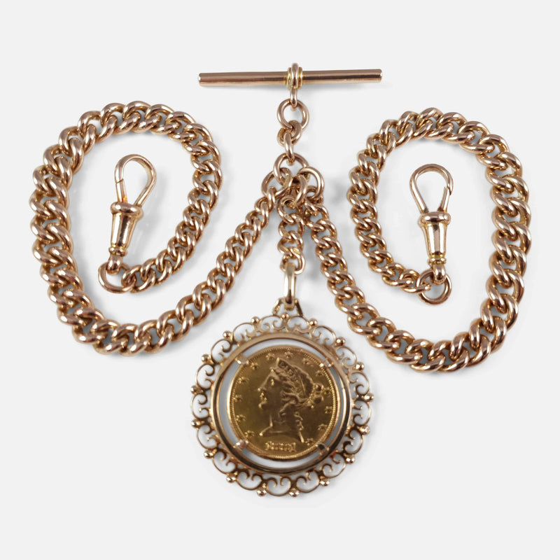 9ct Gold Double Albert Watch Chain viewed from above