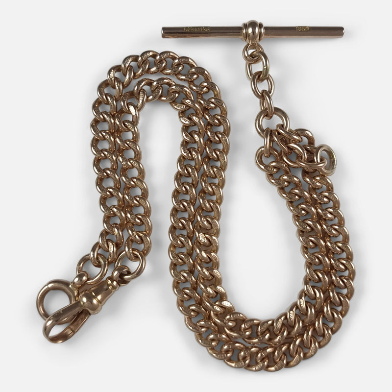 the 9ct yellow gold Albert watch chain viewed from above