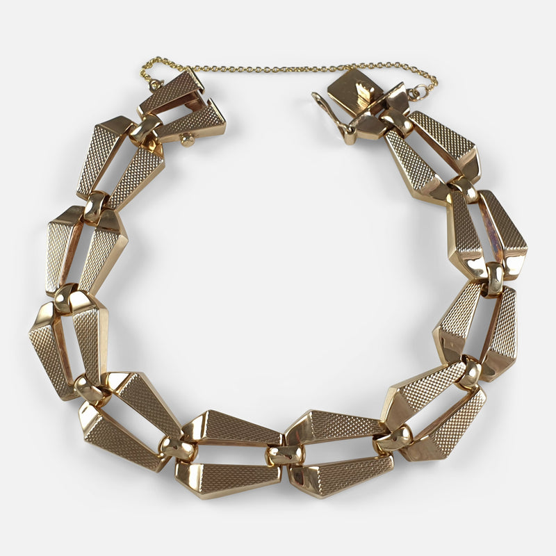 the bracelet viewed from above with clasp opened