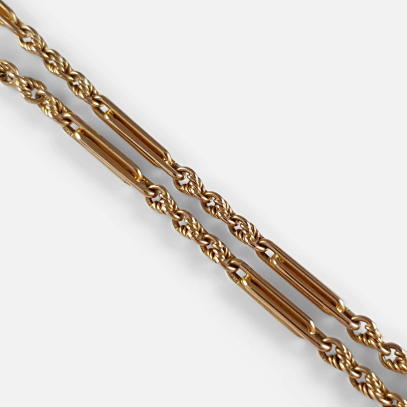 9ct Yellow Gold Fancy Link Watch Chain 14.4 Grams London 1933 - Argentum Antiques & Collectables