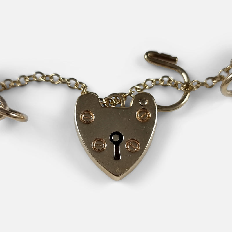 the heart padlock clasp in focus when unfastened