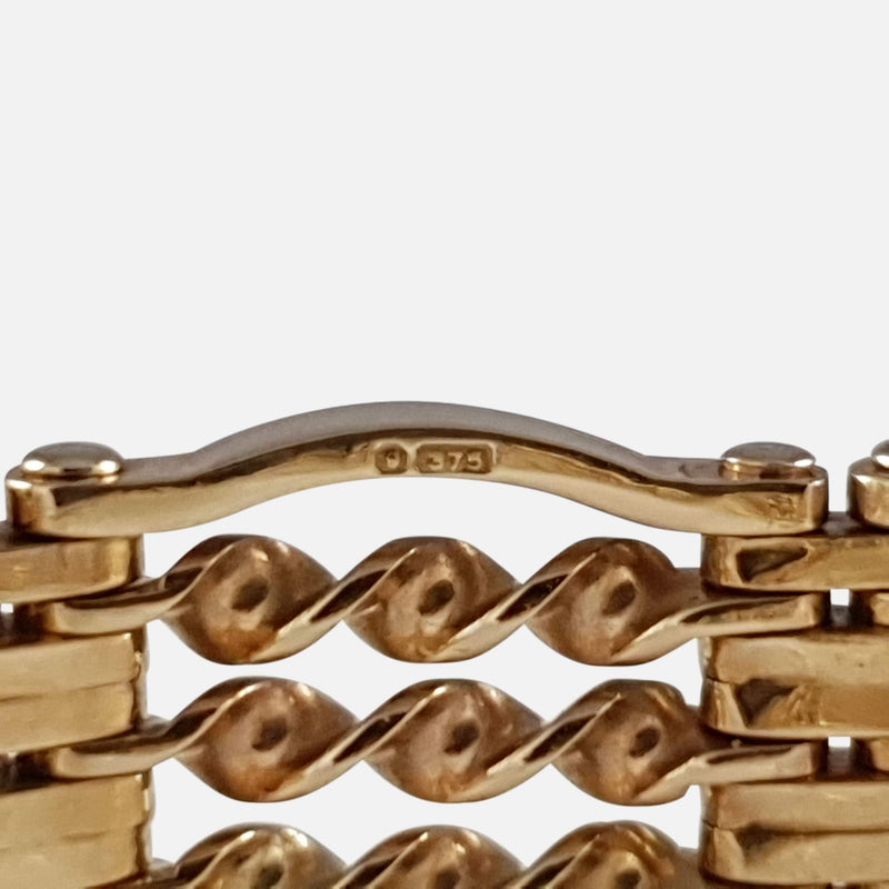 9ct Yellow Gold Gate Link Bracelet London 1970 - Argentum Antiques & Collectables
