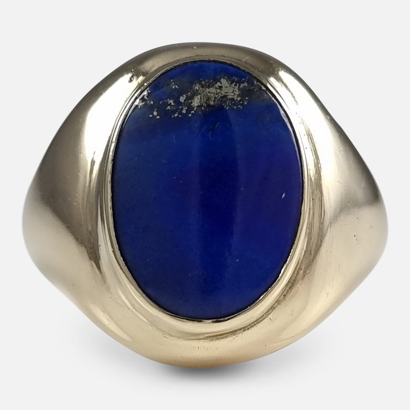 the 9ct gold Lapis Lazuli cocktail ring viewed from the front