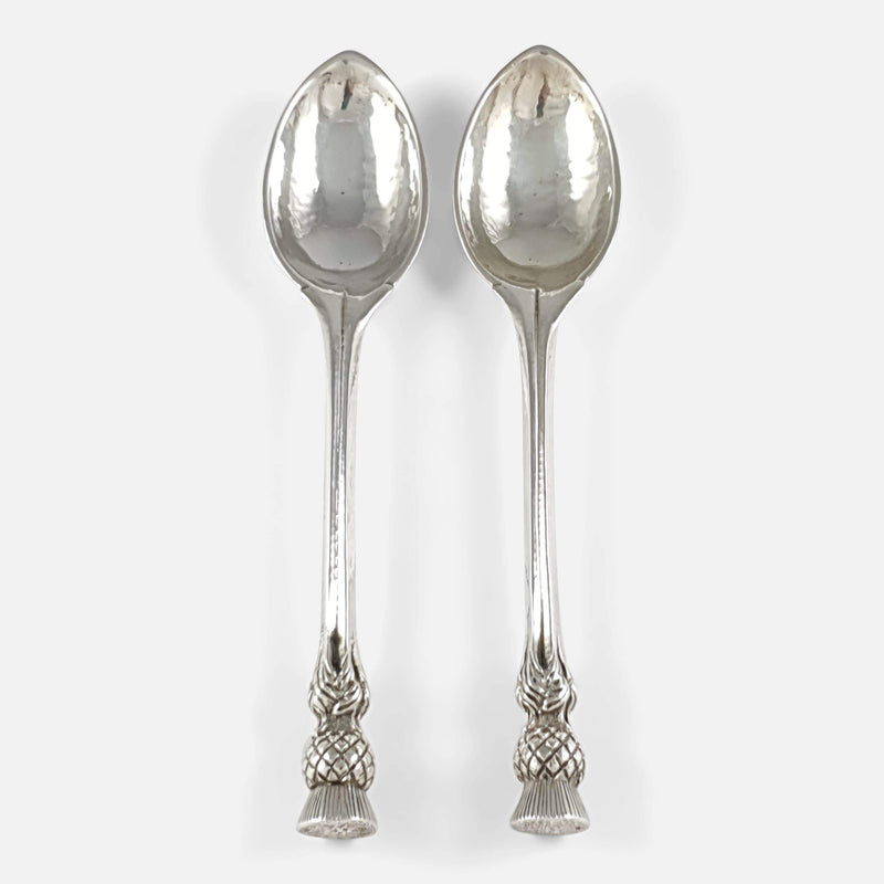 A Pair Of Omar Ramsden Arts & Crafts Sterling Silver Spoons 