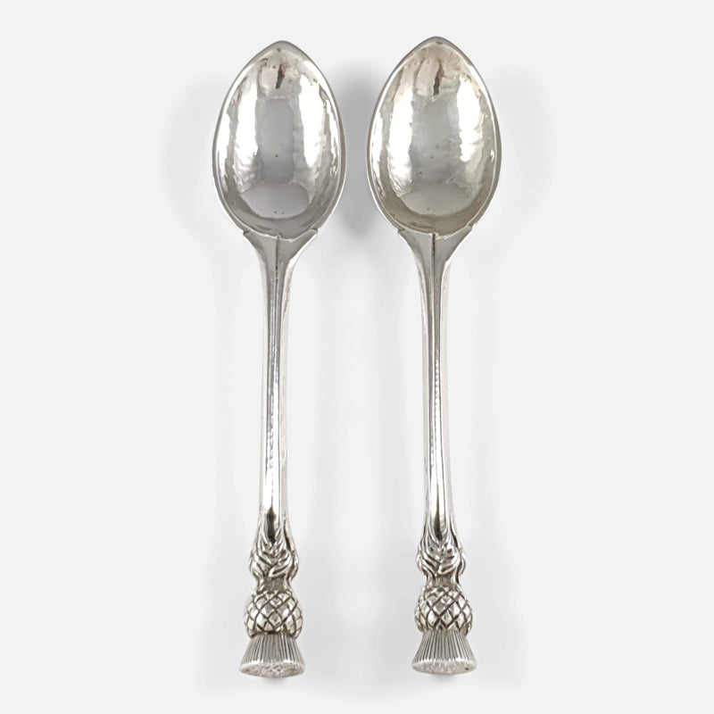A Pair Of Omar Ramsden Arts & Crafts Sterling Silver Spoons 
