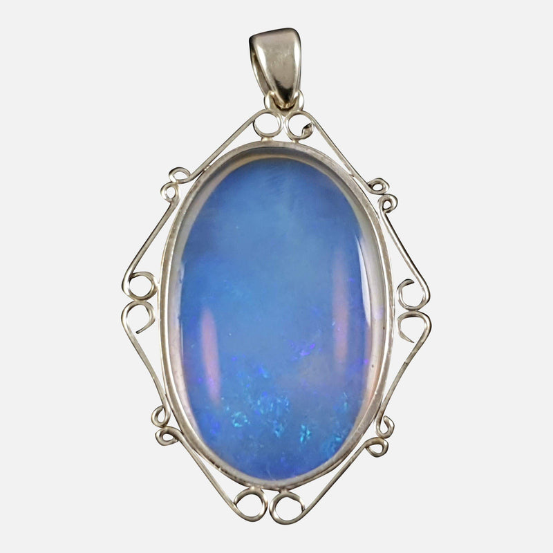 Art Deco 14ct Gold Opal & Diamond Pendant - Argentum Antiques & Collectables