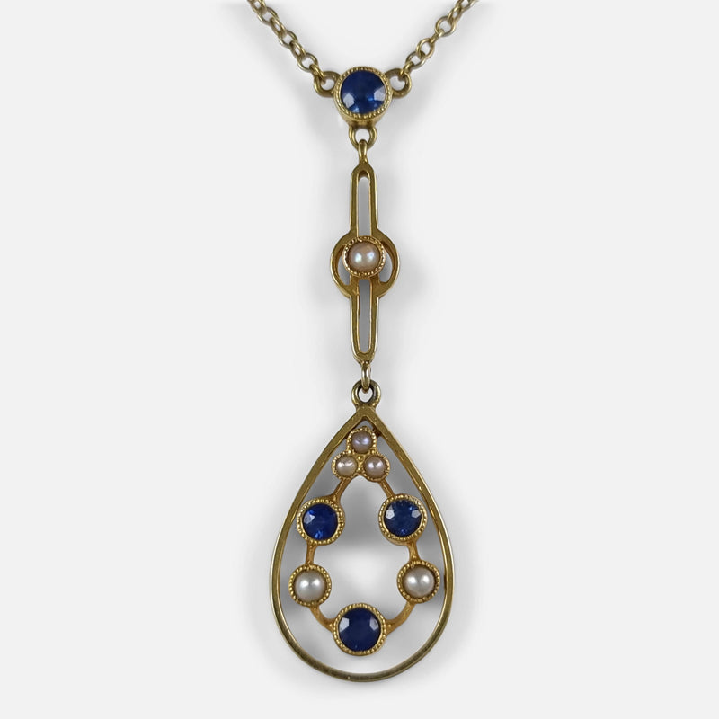 Art Deco Style Aquamarine Diamond Pendant Necklace 18ct Gold 6ct Aqua –  Laurelle Antique Jewellery