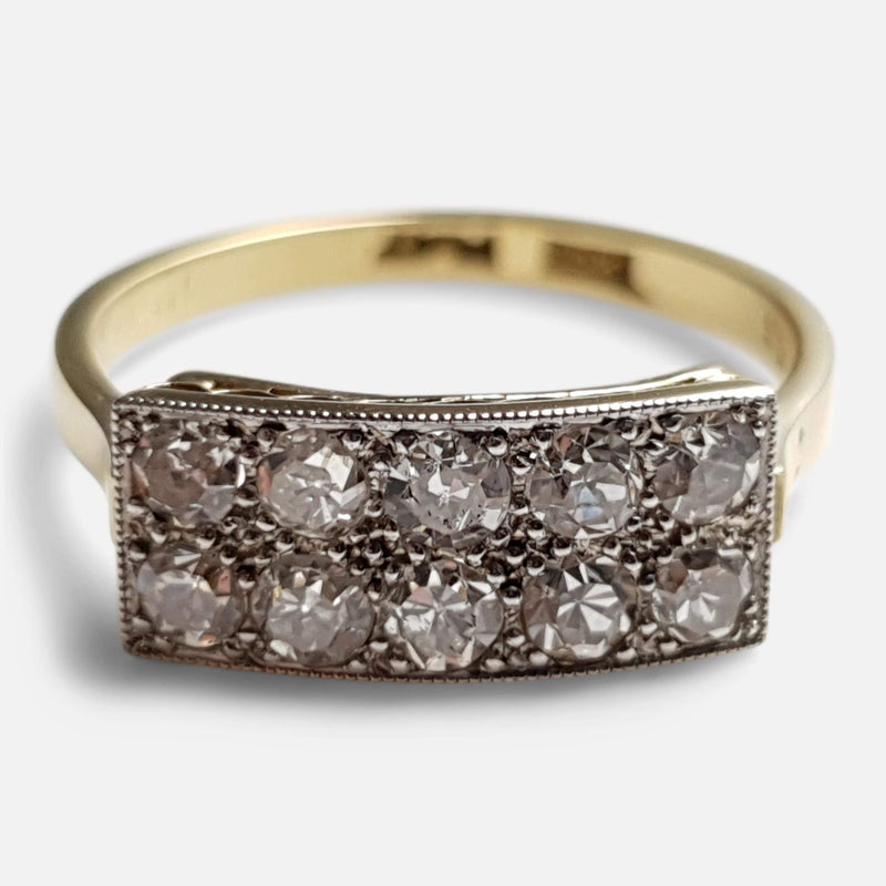 Art Deco 18ct Gold and Platinum 0.75ct Diamond Cluster Ring - Argentum Antiques & Collectables
