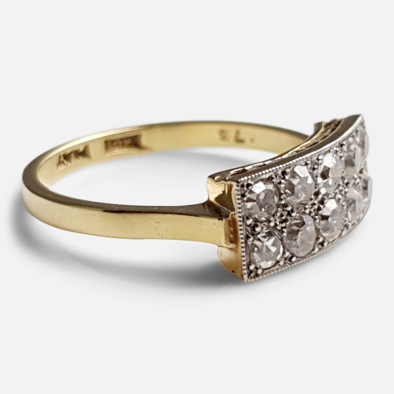 Art Deco 18ct Gold and Platinum 0.75ct Diamond Cluster Ring - Argentum Antiques & Collectables