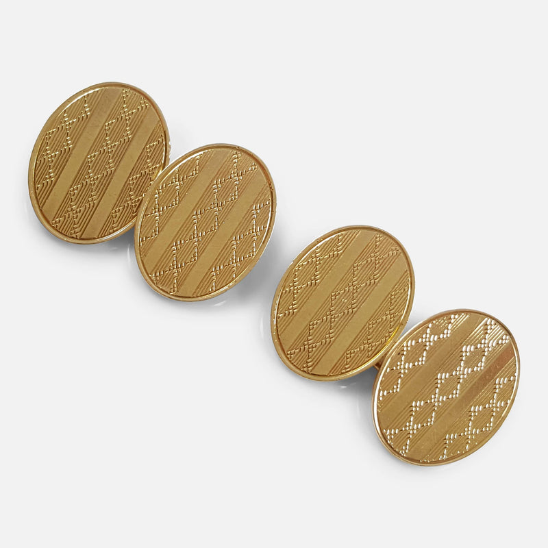 the cufflinks viewed diagonally