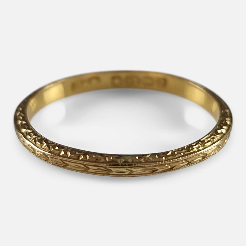 the gold ring viewed from a slightly raised position