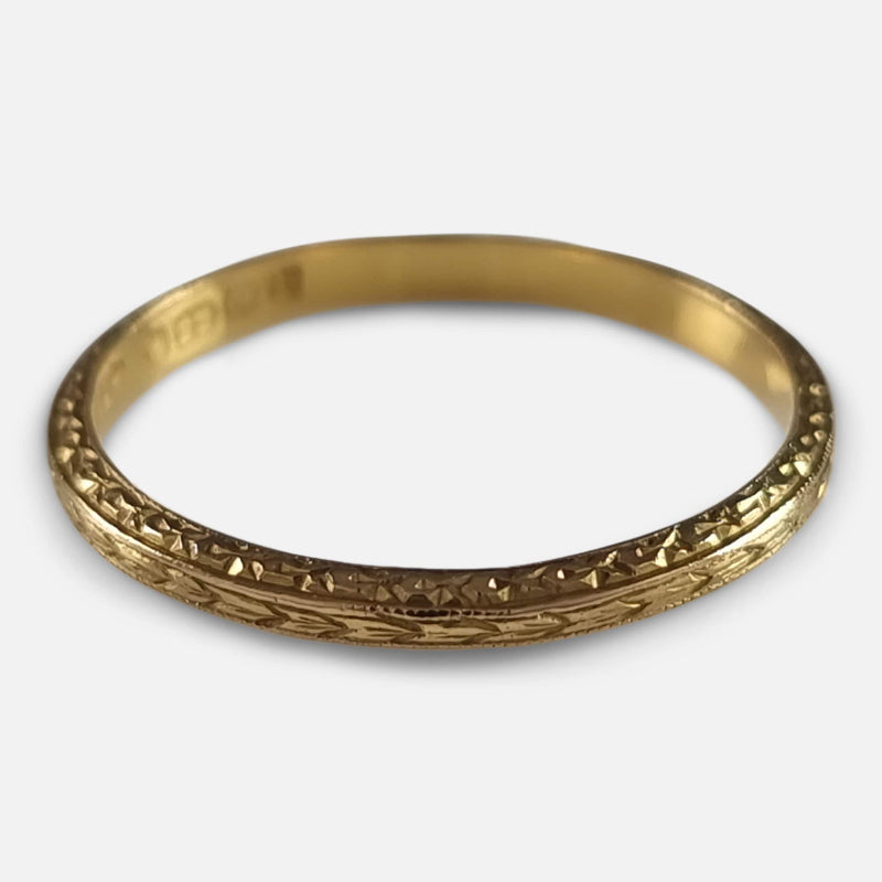 the gold ring viewed from a slightly raised position