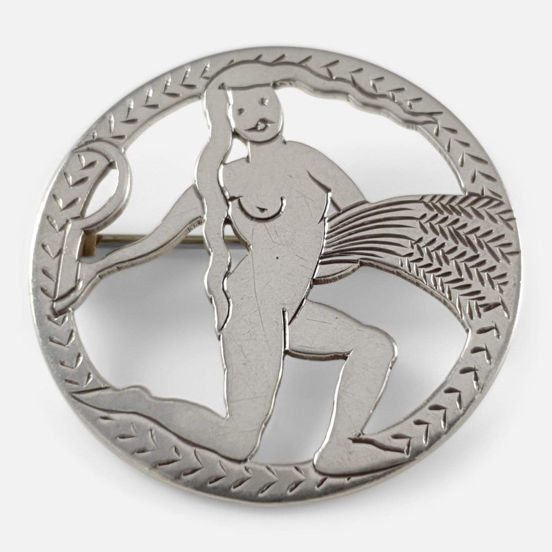 Silver brooch viewed from the front