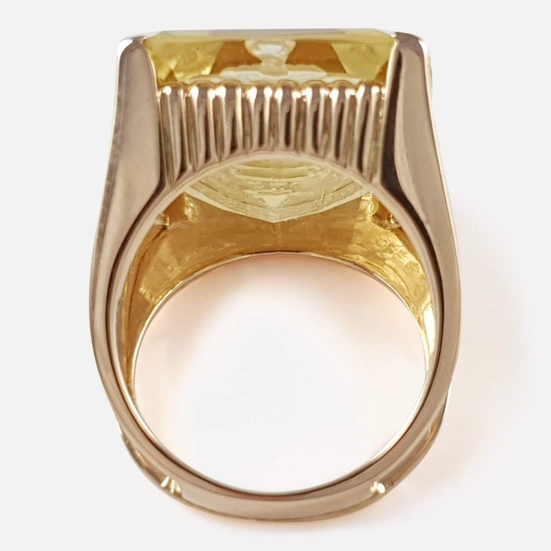 Art Deco 18ct Gold Citrine Intaglio Signet Seal Ring - Argentum Antiques & Collectables