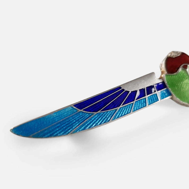 Art Deco Silver and Enamel Winged Scarab Brooch - Argentum Antiques & Collectables