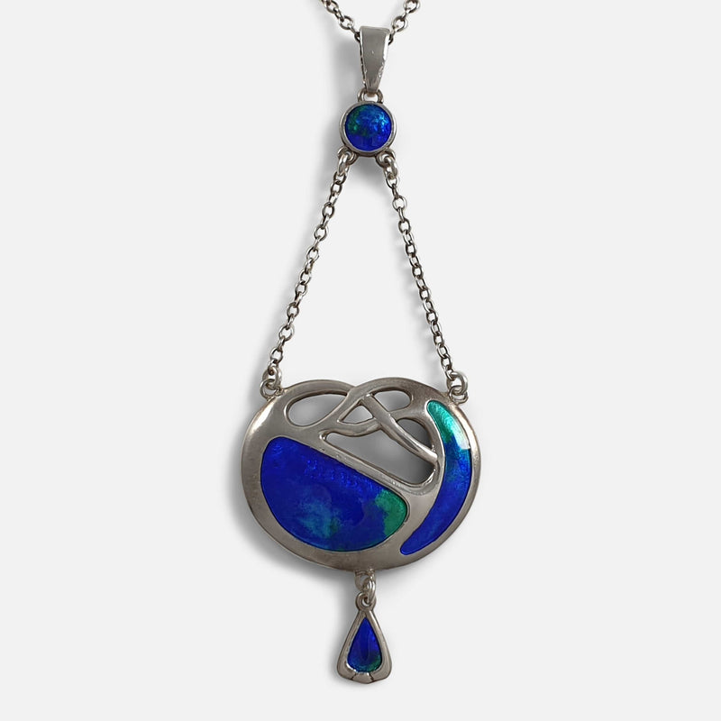 the Charles Horner sterling silver and enamel pendant viewed from the front