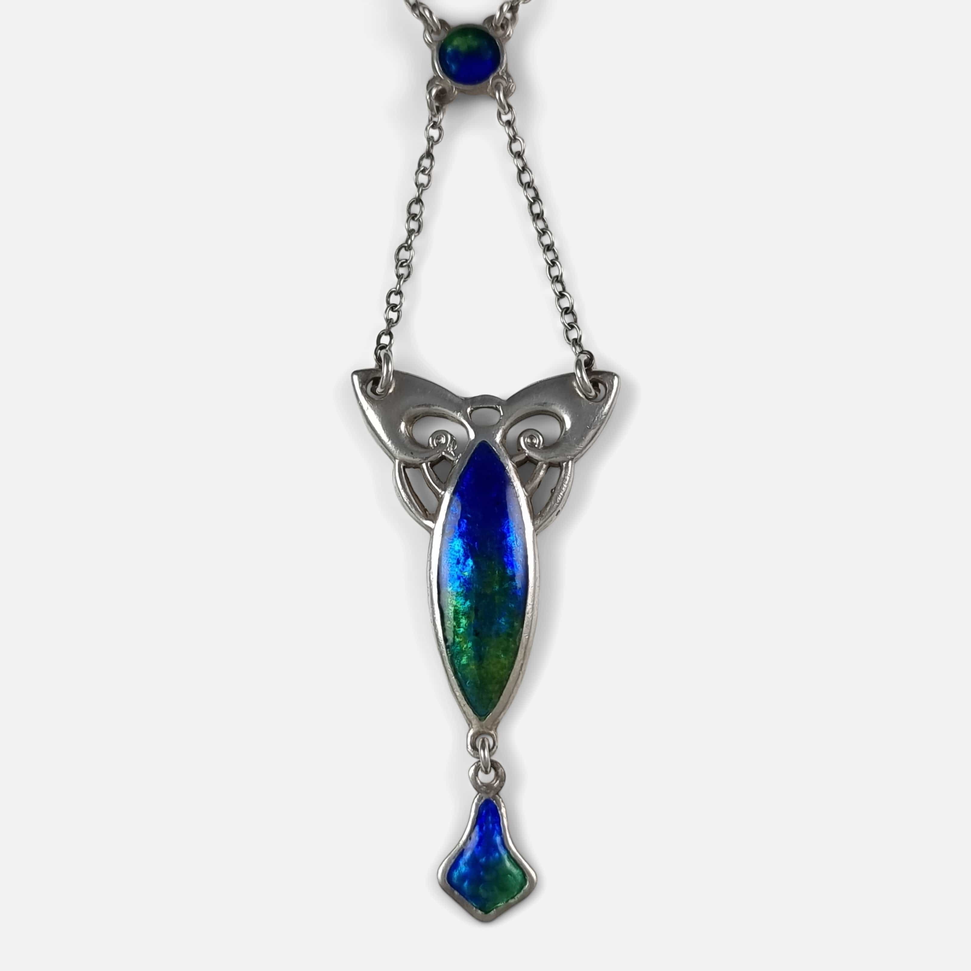 Charles Horner Silver and Enamel Pendant Necklace