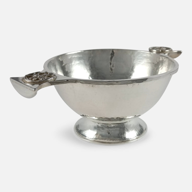 a view of the Quaich and an angle with one of the handles more to the forefront