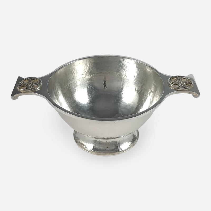 the silver Quaich viewed from a raised angle