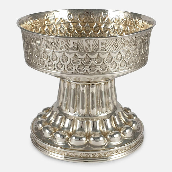 the Edwardian silver cup viewed from the front