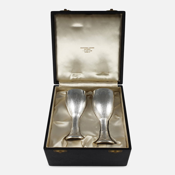 The 1970s sterling silver court cups in their case