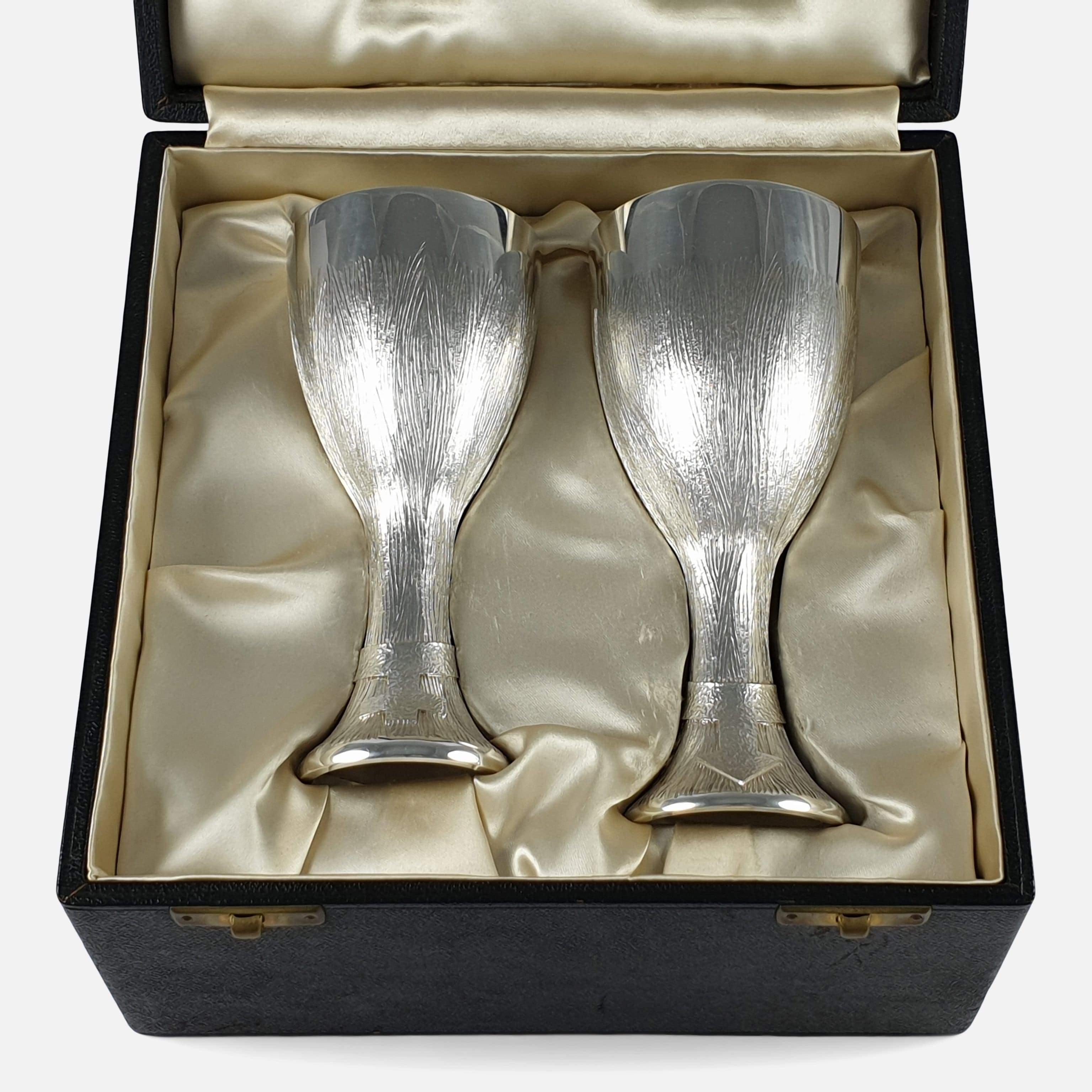 Cased Pair of Sterling Silver Court Cups, Christopher Lawrence, 1974