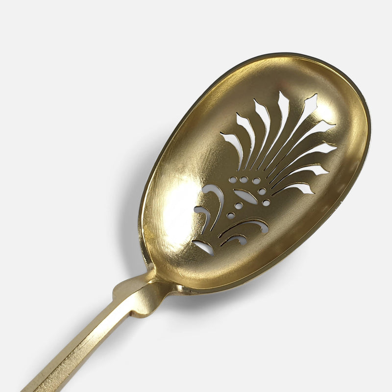 the bowl of the sugar sifting spoon viewed diagonally