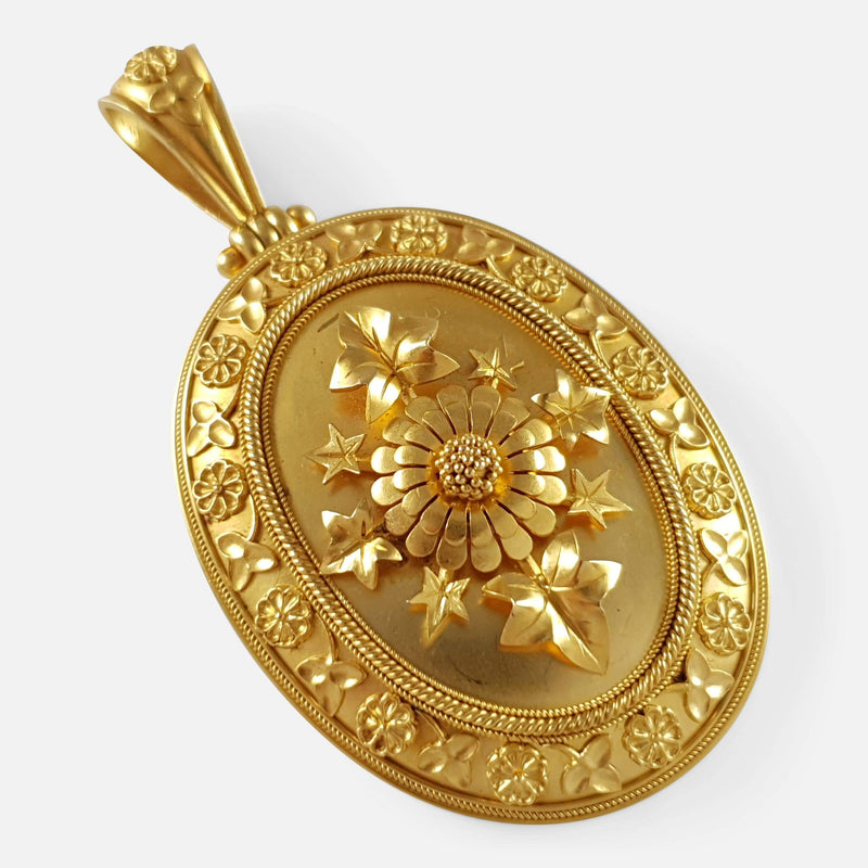 the Victorian gold locket viewed diagonally