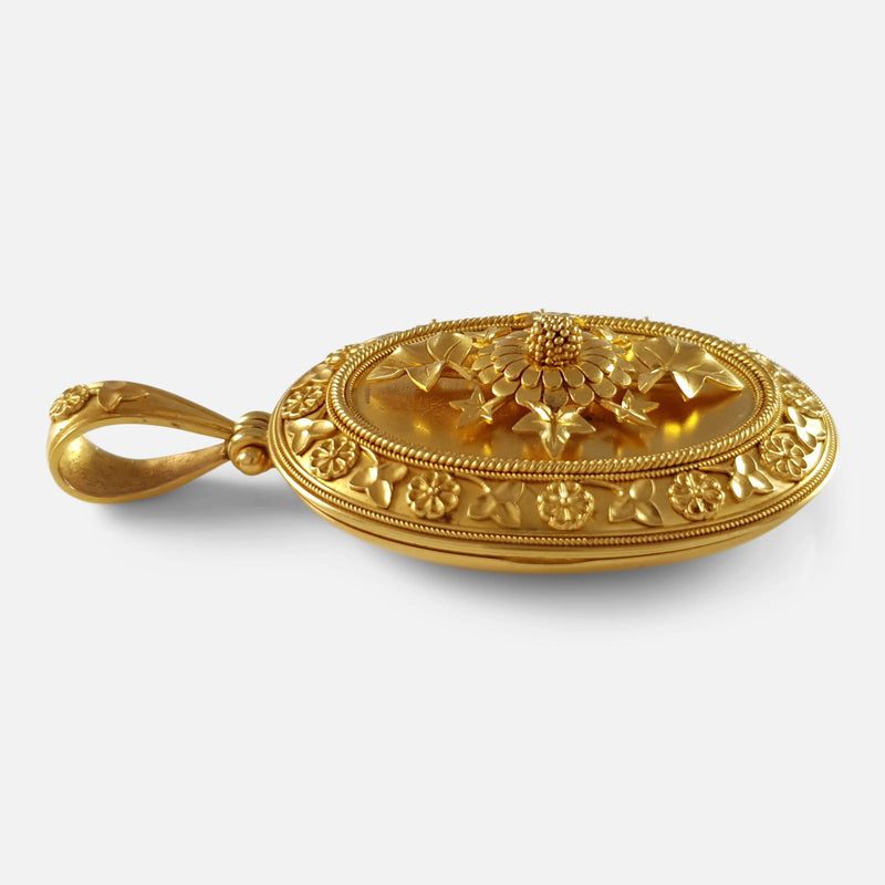 a side on view of the gold locket