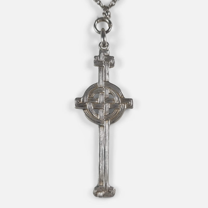 focused in on the cross pendant when connected to the chain