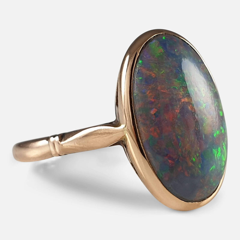 Vintage Black Opal Engagement Ring Set,art Deco Opal Ring Set, Opal Bridal  Set, V Curved Diamond Wedding Band, Round Opal Ring,promise Ring - Etsy UK