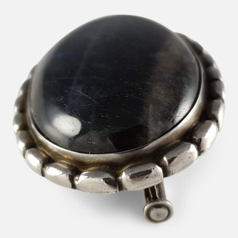 Georg Jensen Silver Labradorite Brooch #145 Circa 1915-1927 - Argentum Antiques & Collectables