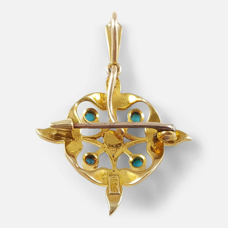 the pendant brooch viewed from the back with pin in focus