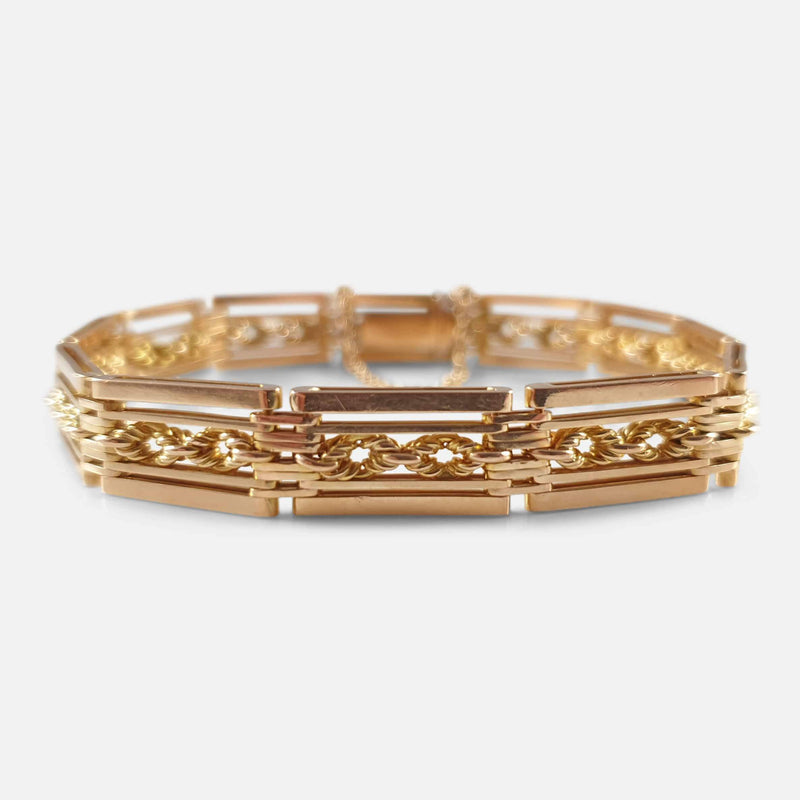 Edwardian 15ct Gold Fancy Gate Link Bracelet 26.3 Grams - Argentum Antiques & Collectables
