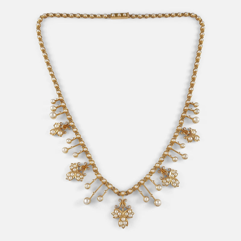 a view of the fringe necklace from the front