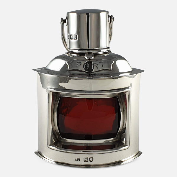 the silver ships Port lantern table lighter viewed from the front