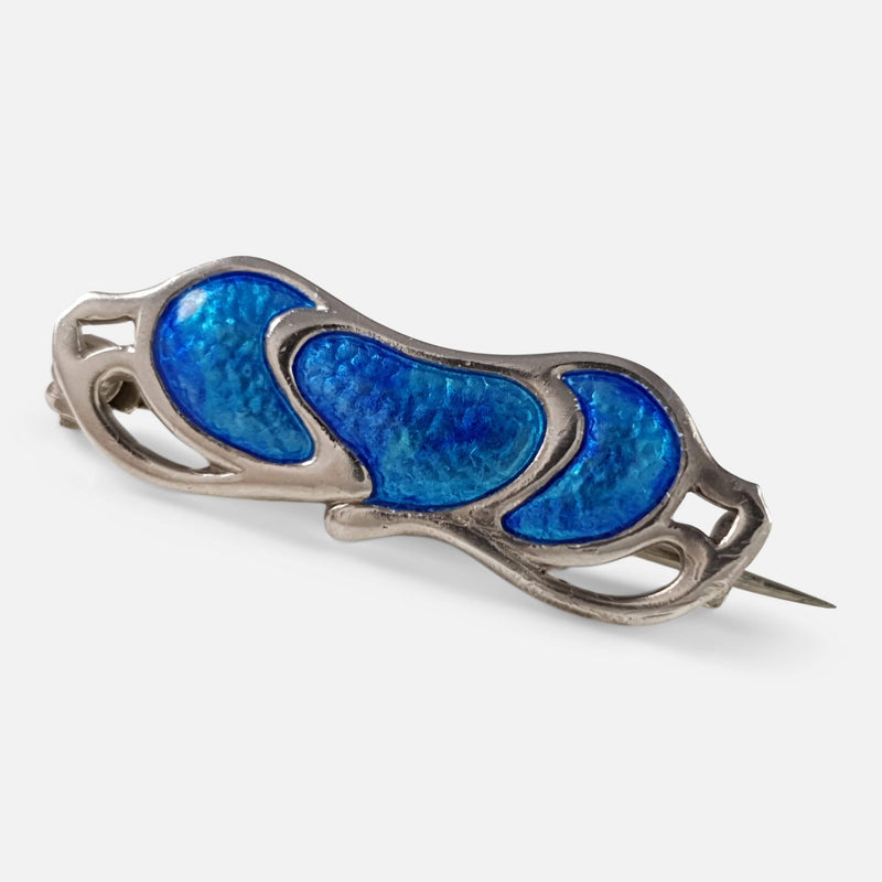 the antique brooch viewed diagonally