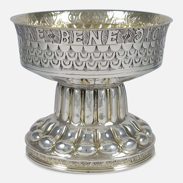 a section of the inscription to the cup in focus