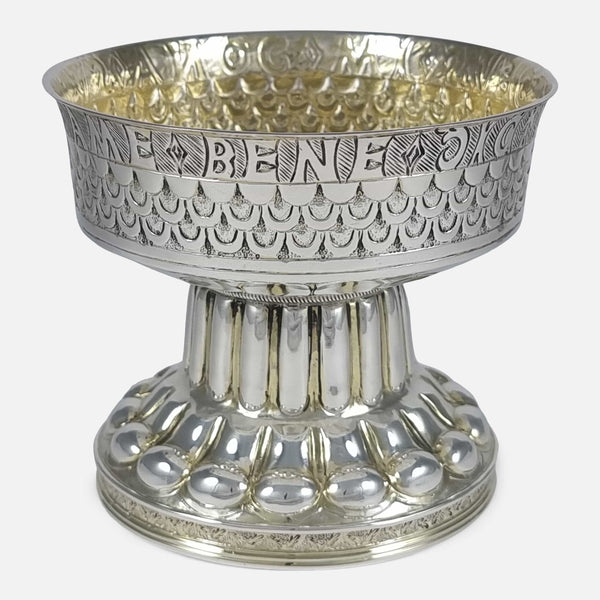 the Edwardian sterling silver cup viewed from the front