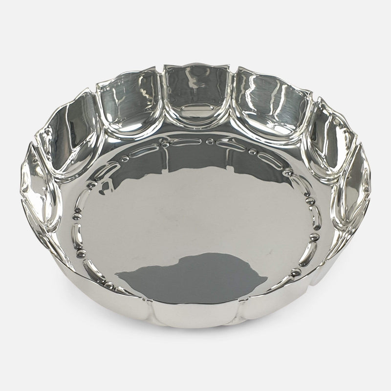 the sterling silver dish viewed from above