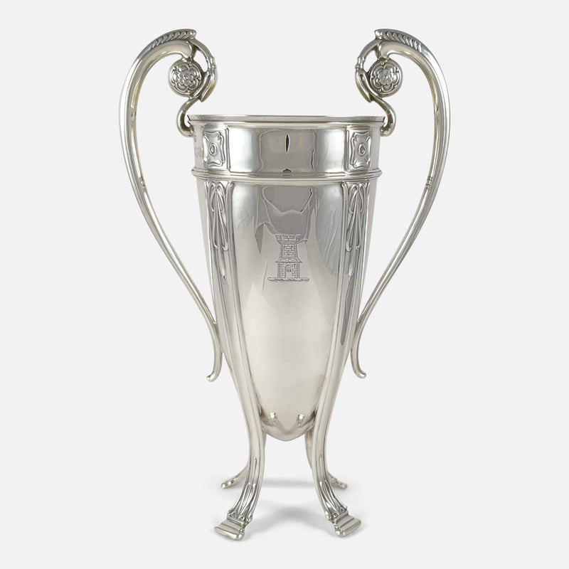 the silver vase viewed from the front