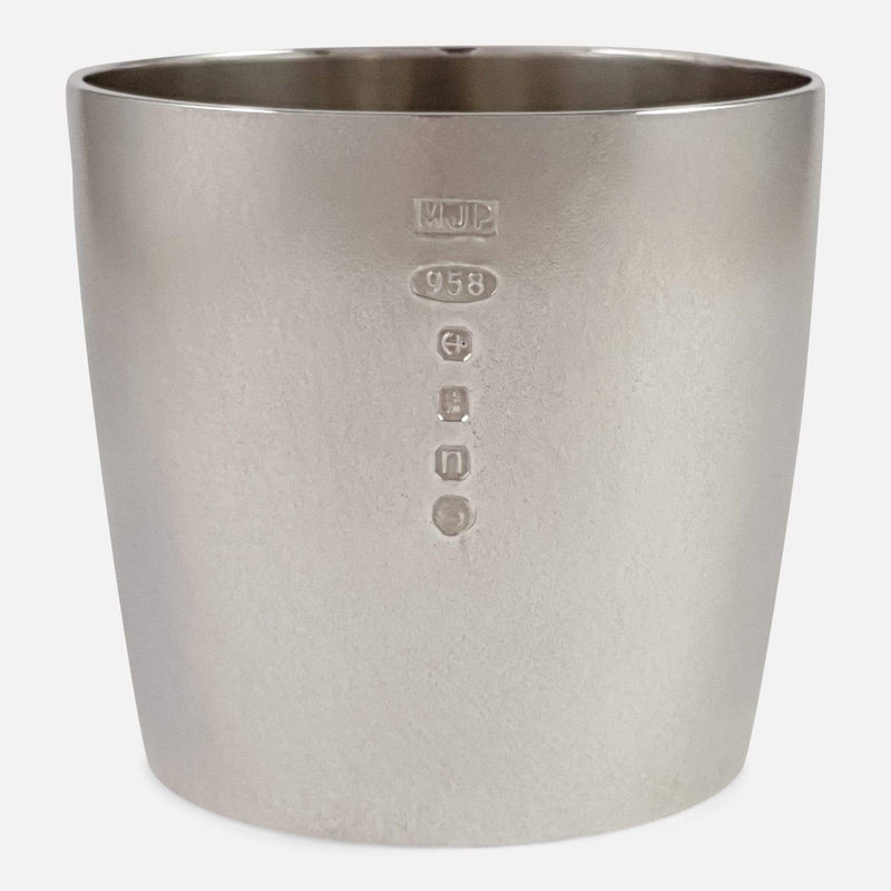 the beaker viewed from the front with hallmarks to forefront