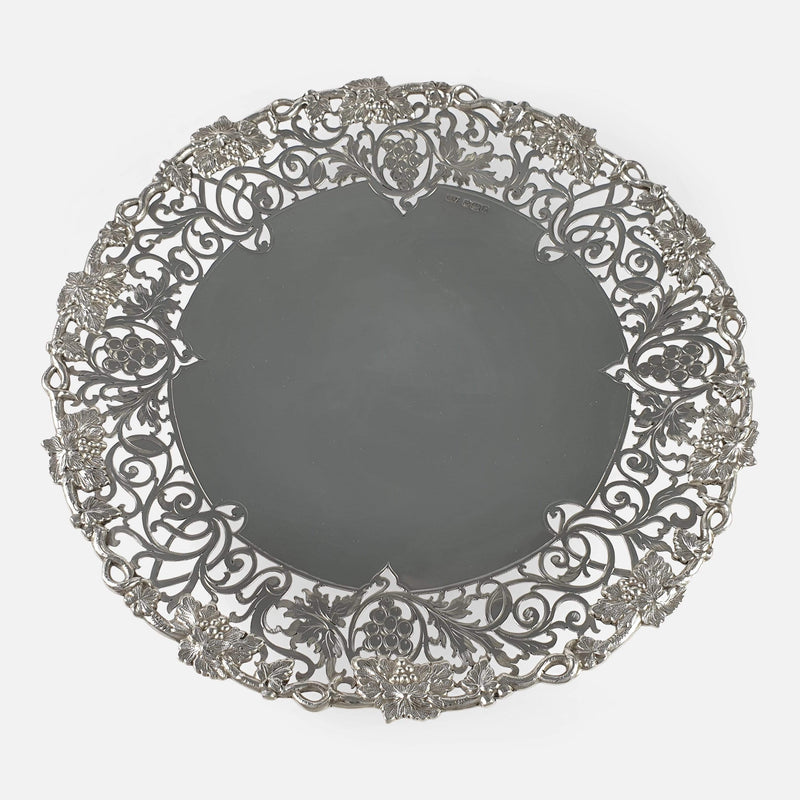 the sterling silver cake stand viewed from above