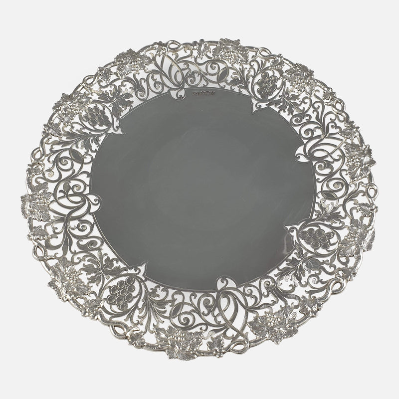 the sterling silver cake stand viewed from above