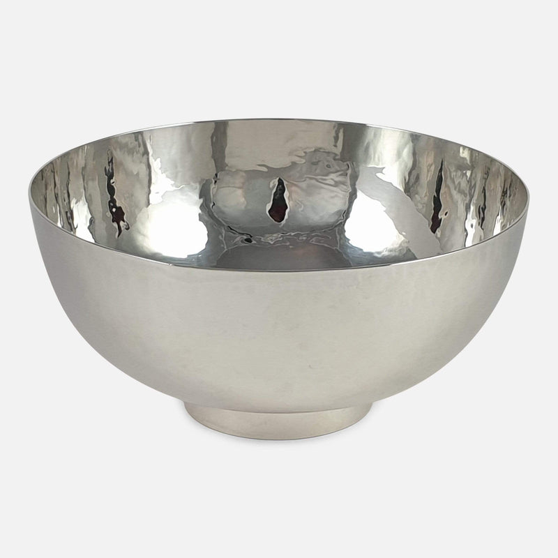 the vintage sterling silver bowl viewed from a slightly raised position