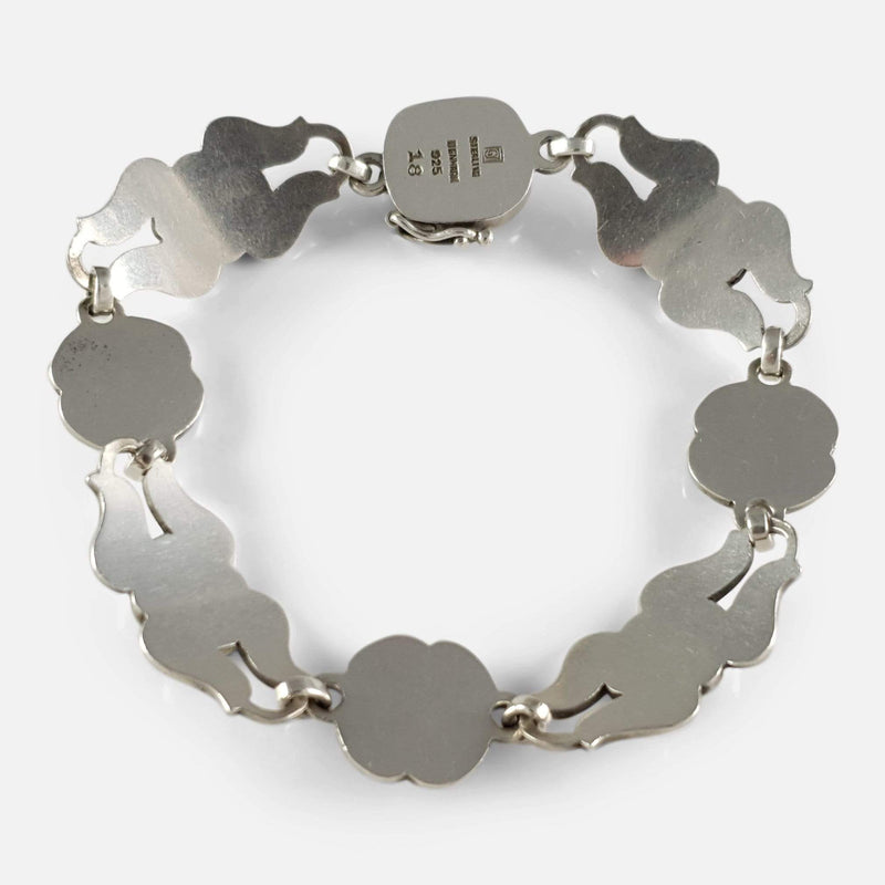 the silver bracelet viewed from the back