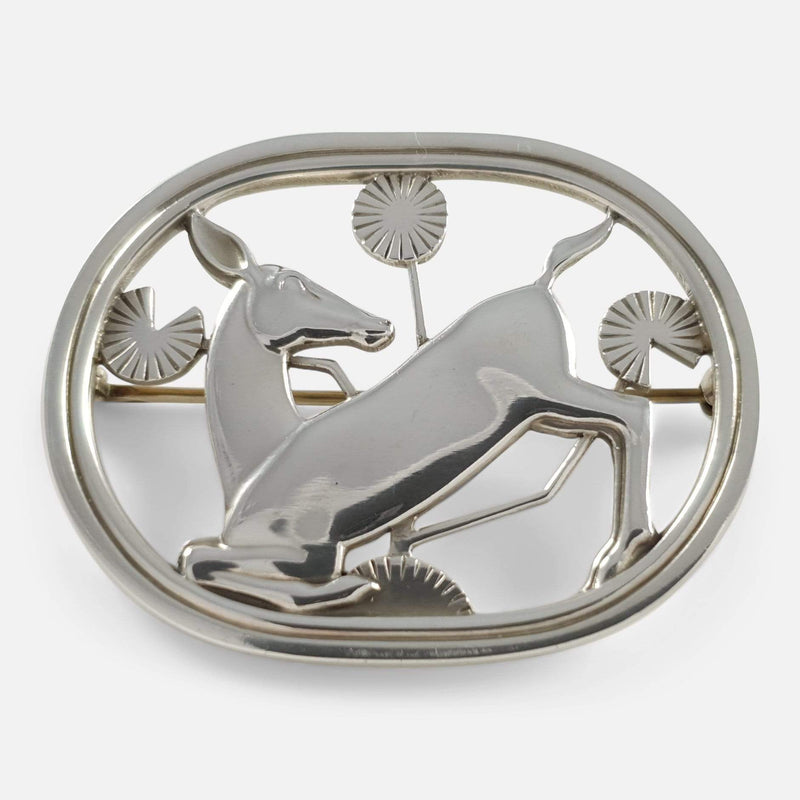 Georg Jensen Danish Silver Brooch #256, designed by Arno Malinowski viewed from the front
