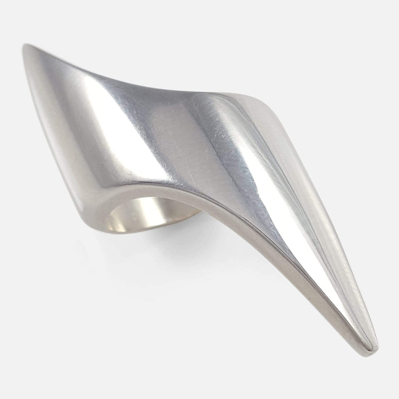 the Georg Jensen silver modernist ring designed by Henning Koppel viewed from above