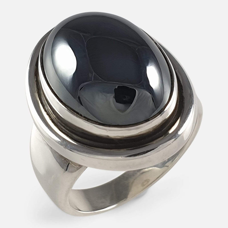 the Georg Jensen Sterling Silver Hematite Ring viewed from above