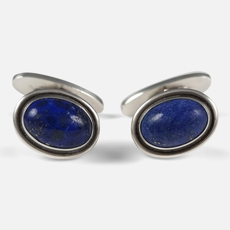 the lapis lazuli cabochons in focus